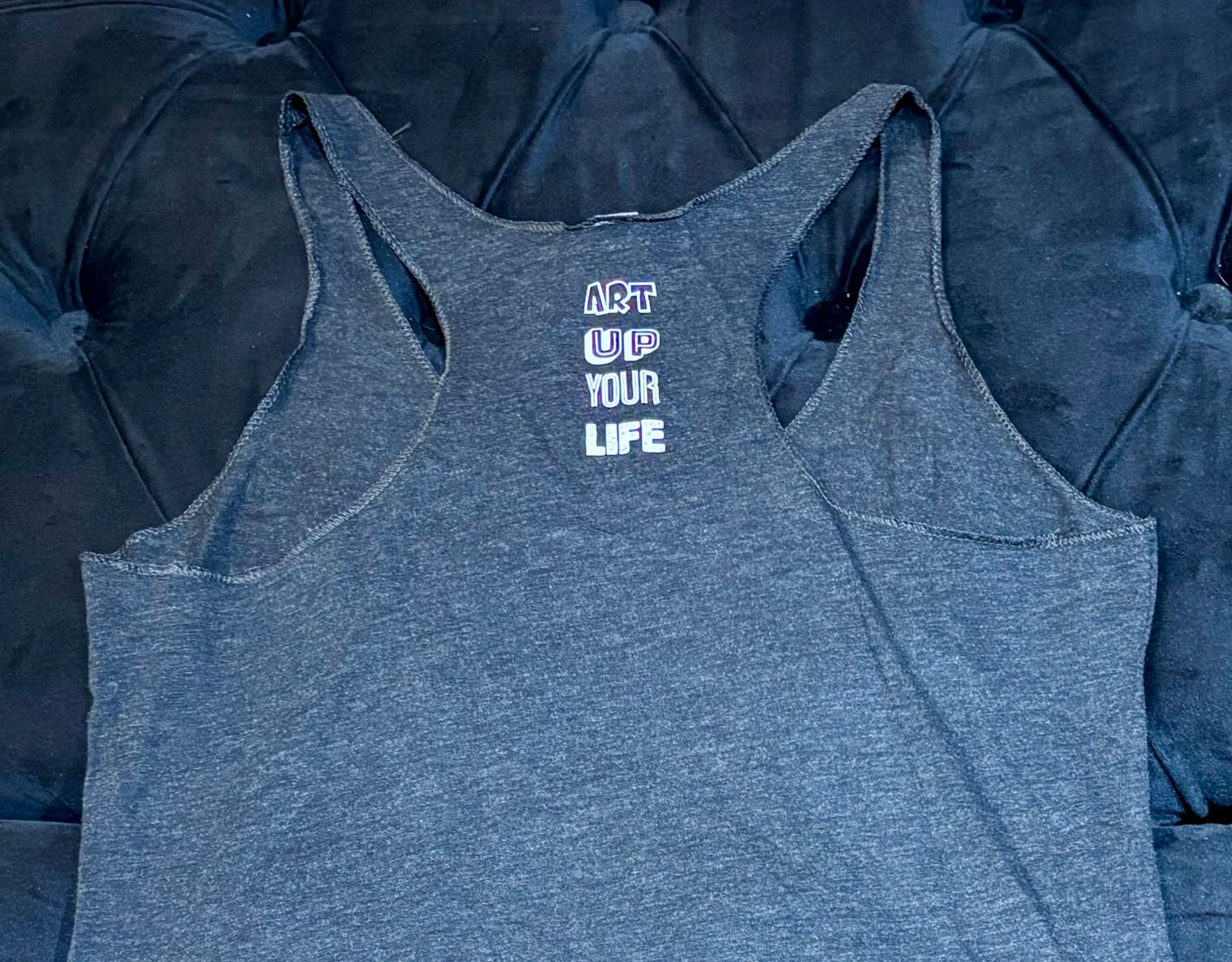 Art Up Your Life - Palm Tree Skull Women’s Racerback Tank Top