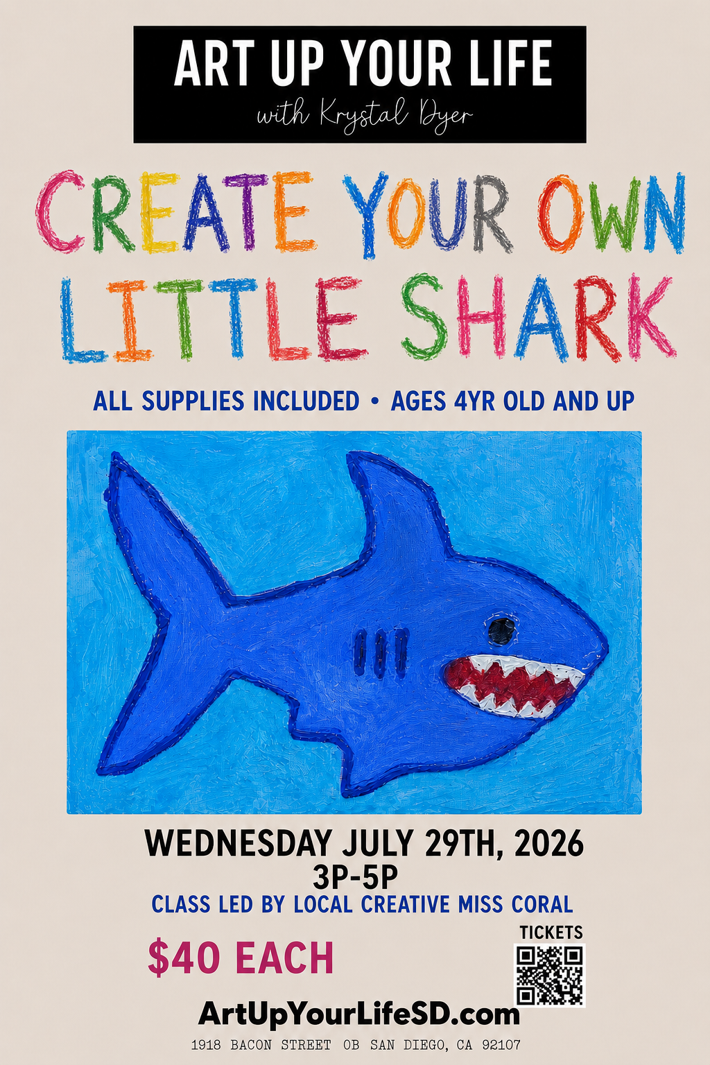 Paint your own little shark (ages 4+)