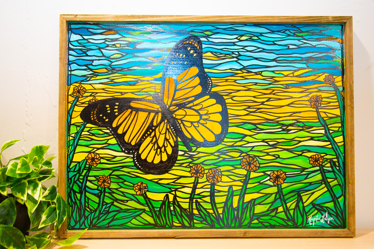 Live Painting - Stained Glass Monarch - During Saxual Vibrations