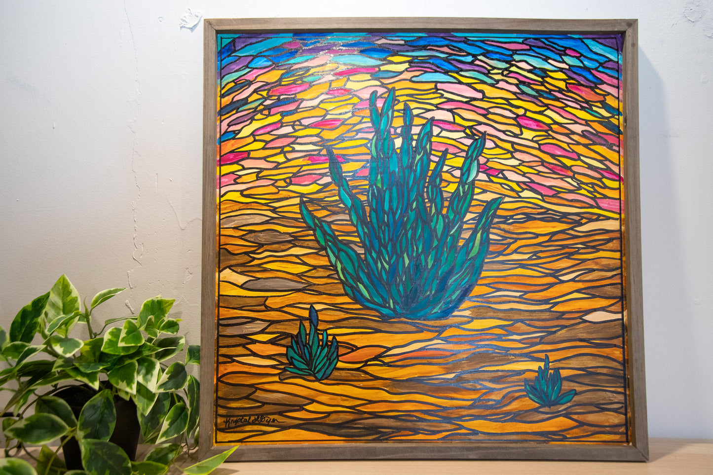 Live Painting - Stained Glass Agave - During Gaby Aparicio Trio