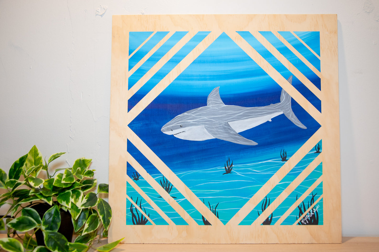 Live Painting - Geometric Shark - During Open Mic Night