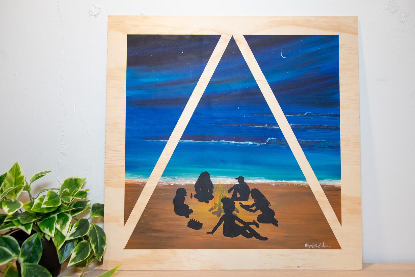 Live Painting - Beach Bonfire - During Indica Roots