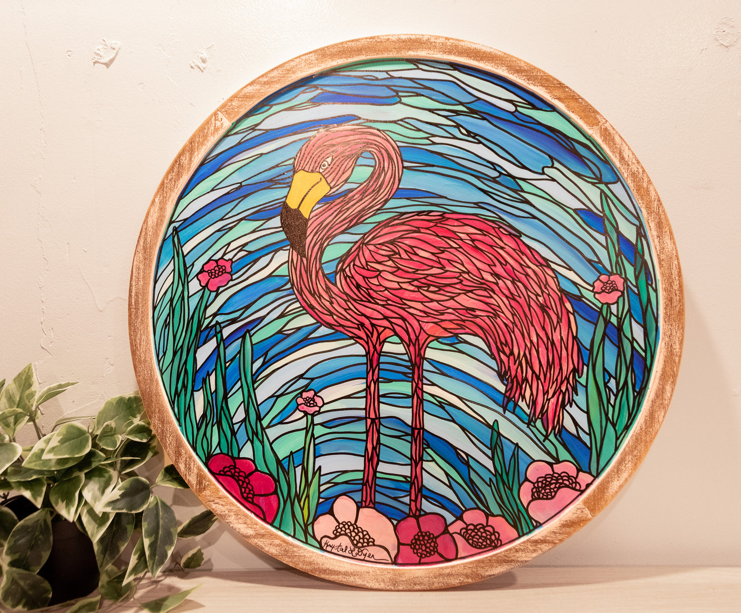 Live Painting - Stained Glass Flamingo - During Open Mic Night