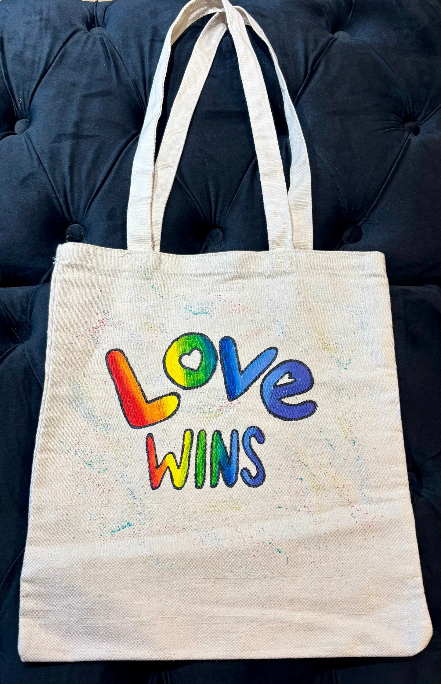 Hand-Painted Love Wins Tote