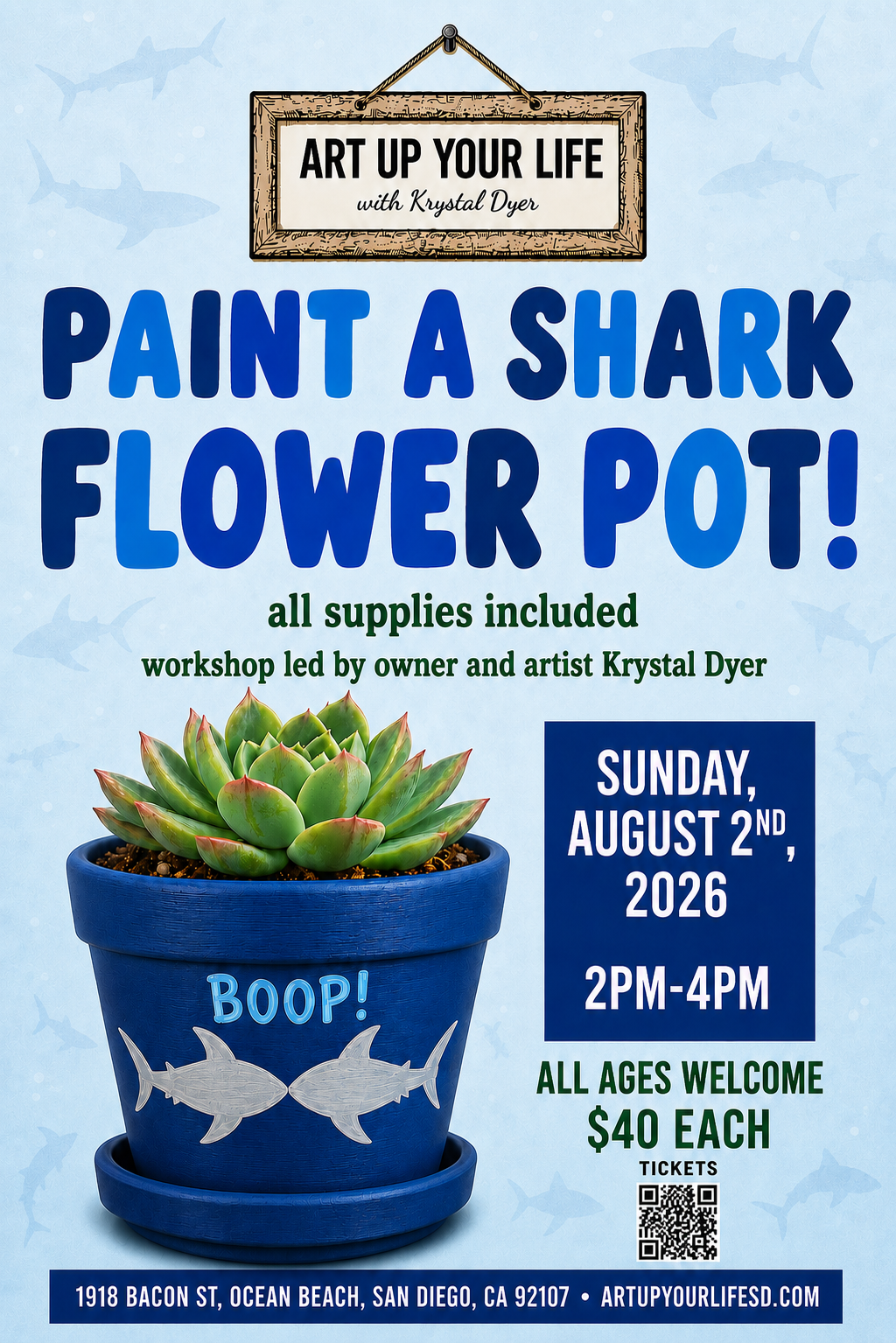 Paint a shark flower pot (all ages)