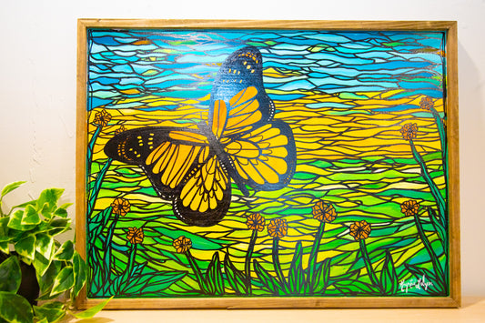 Live Painting - Stained Glass Monarch - During Saxual Vibrations