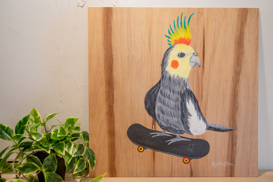 Live Painting - Skater Punk Cockatiel - During Indica Roots & Sammy Ramone