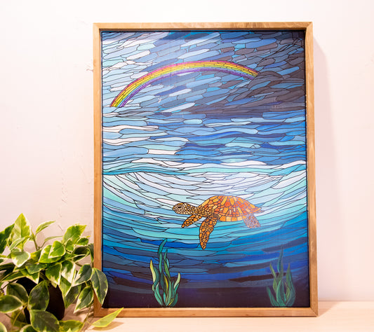 Live Painting - Stained Glass Sea Turtle - During Open Mic for Musicians