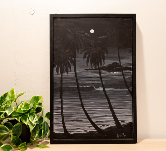 Live Painting - Black & White Beach - During Open Mic for Musicians