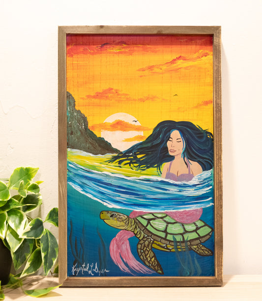 Live Painting - Mermaid on Turtle - During Open Mic Night