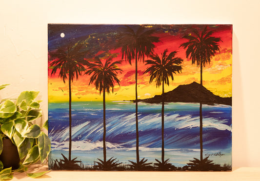 Live Painting - Ocean Sunset - During Isolation at Krystal's House