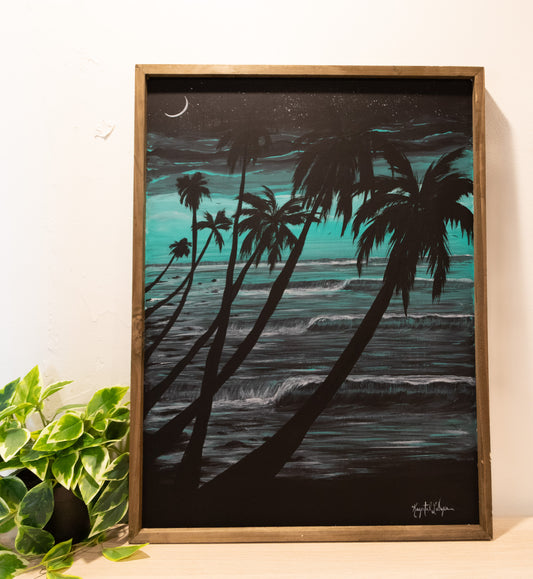 Live Painting - Aqua Beach Sunset - During Open Mic Night