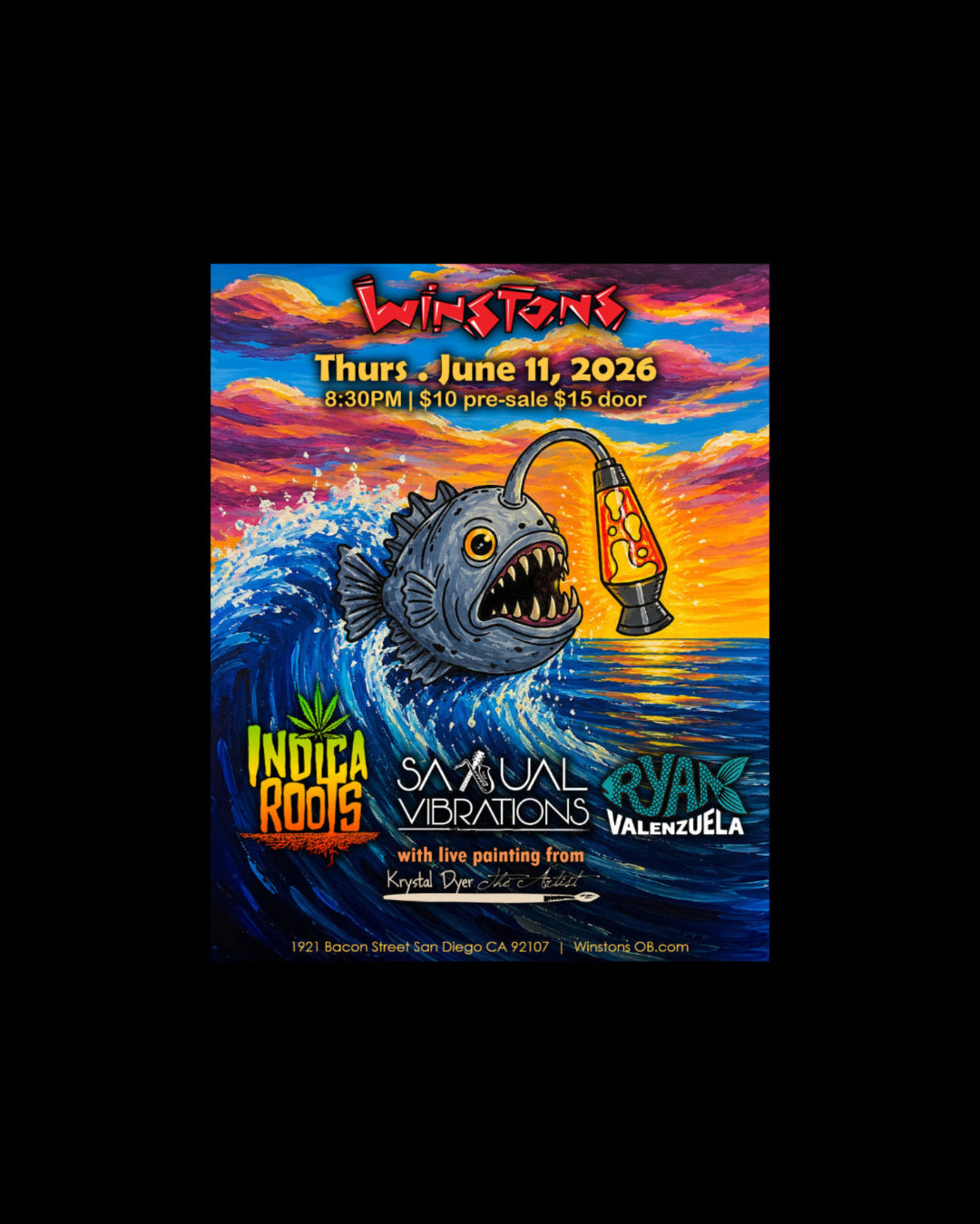 Pre-Sale Tickets – Indica Roots, Saxual Vibrations & Ryan Valenzuela LIVE at Winstons OB